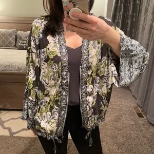 Free People Zip Up Printed Jacket